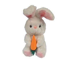 Sasco Vintage White Stuffed Plush Bunny Rabbit Carrot Easter 8 Inch